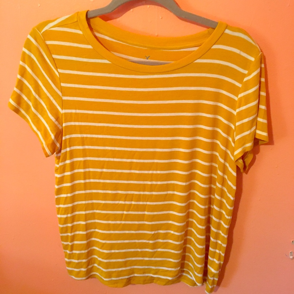 Yellow striped shirt sleeve t shirt